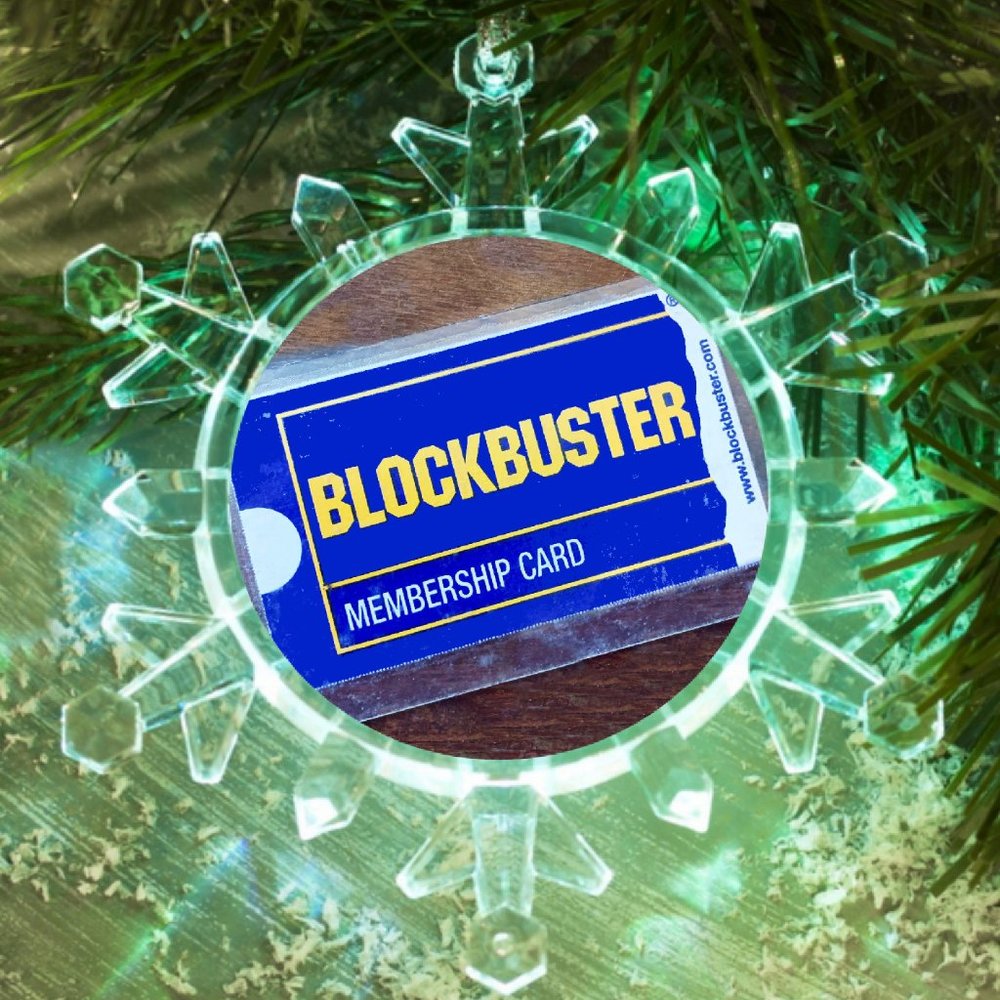 Blockbuster Video Membership Card  Snowflake Lit Holiday Christmas Tree Ornament